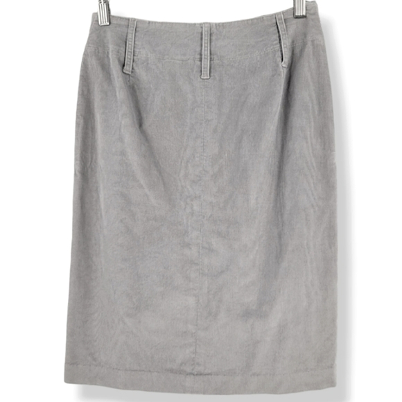 EXPRESS Button Front Corduroy Pencil Skirt Light Grey - Picture 9 of 13